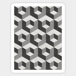 Geometric Cube Pattern 2 - Shades of Grey Magnet